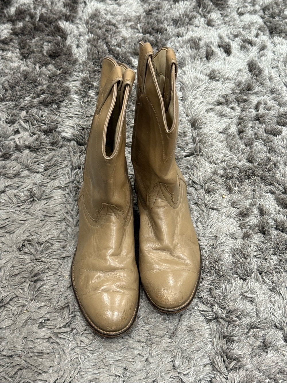Vintage Womens Laredo Roper Cowboy Boots Sz 8.5 Tan Brown Leather Western